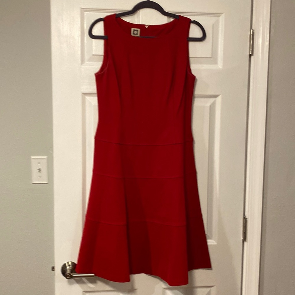 Anne Klein Red drop wait sleeveless dress